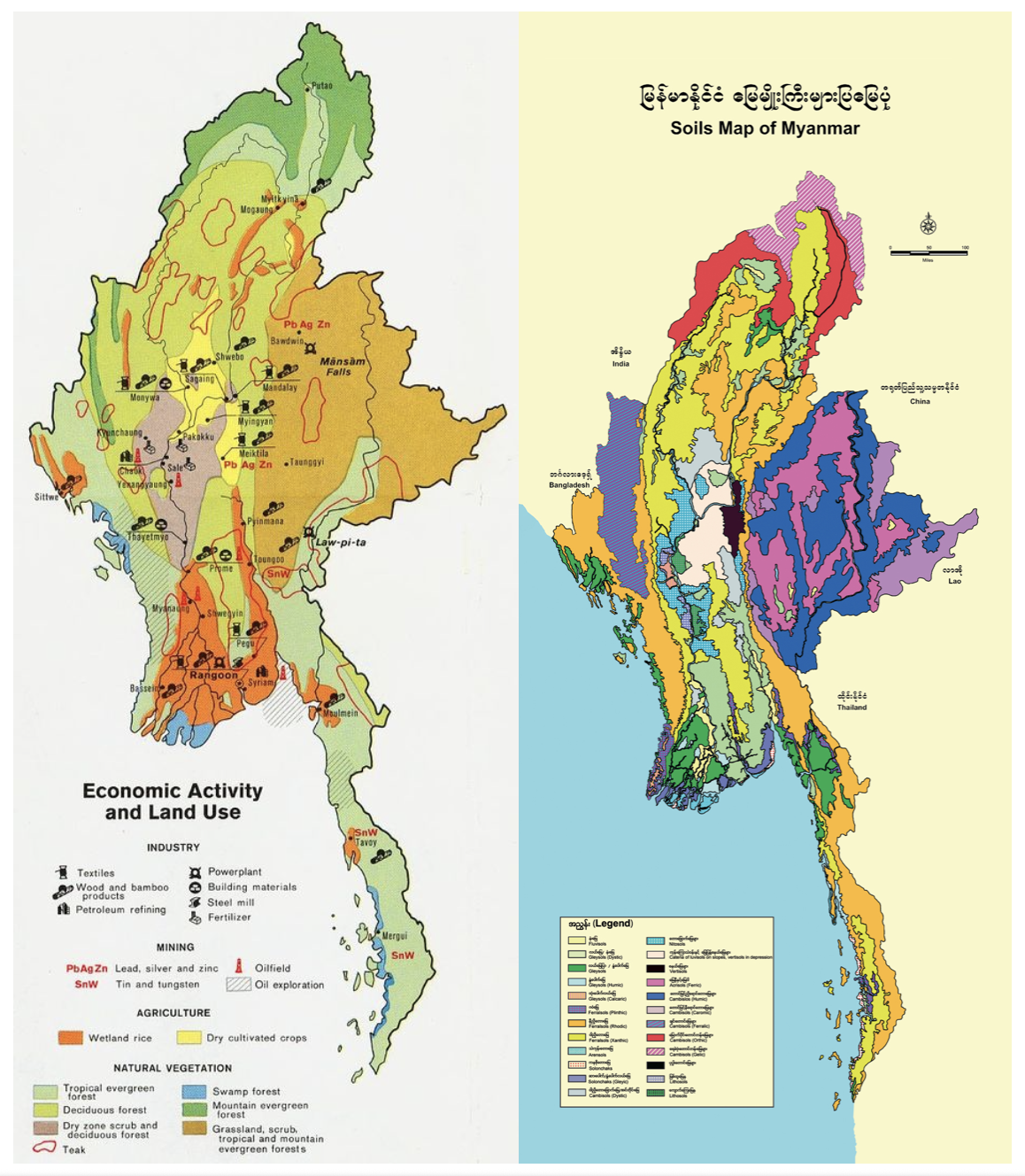 Myanmar land use and soil maps